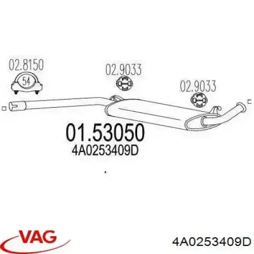 4A0253409D VAG Silenciador central