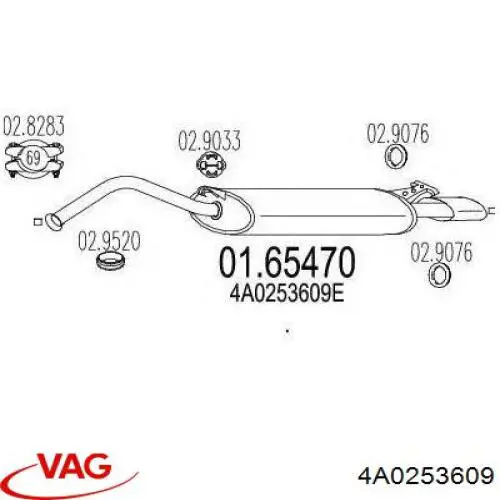 4A0253609 VAG silenciador posterior