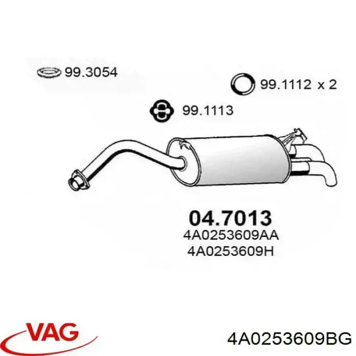 Silenciador trasero VAG 4A0253609BG precio, desde 531,38 EUR