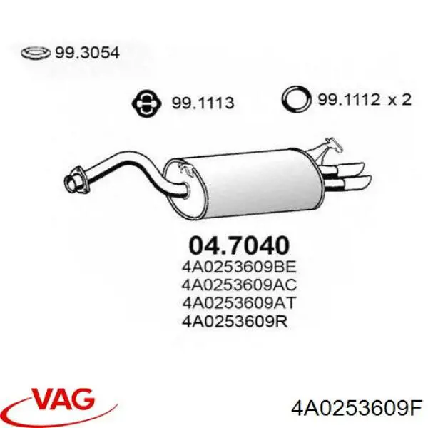 Silenciador trasero VAG 4A0253609F precio, desde 85,37 EUR