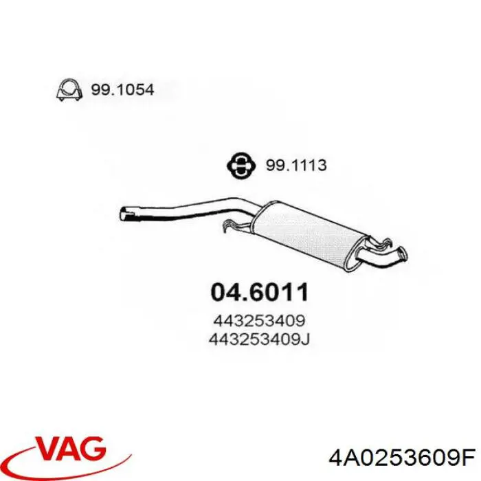 Comprar 4A0253609F VAG Silenciador trasero