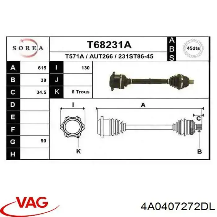 Semieje delantero VAG 4A0407272AS precio, desde 976,70 EUR