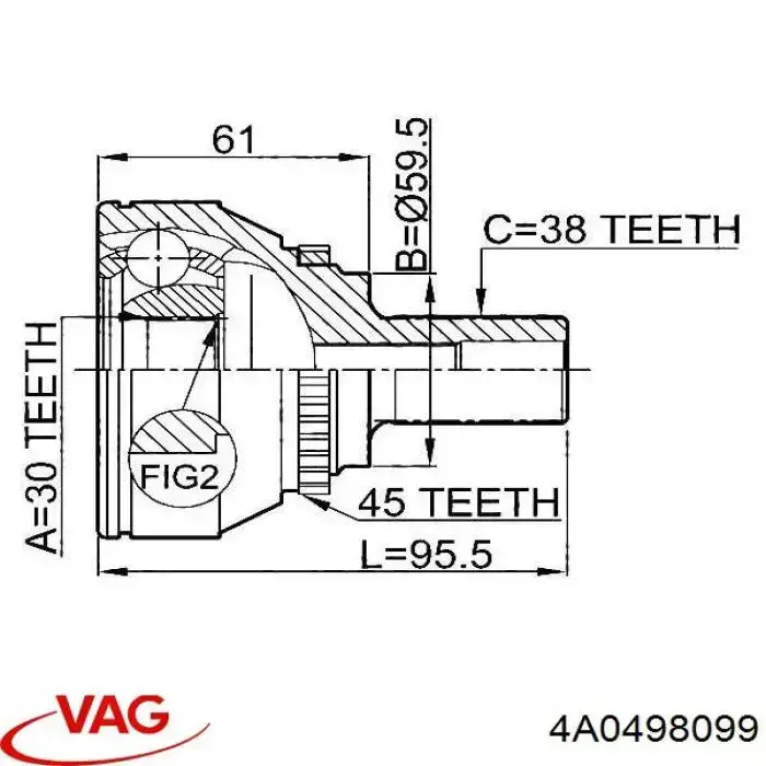 Junta homocinética exterior delantera VAG 4A0498099 precio, desde 43,63 EUR