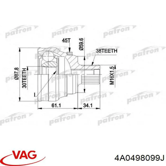 Junta homocinetica 4A0498099J VAG
