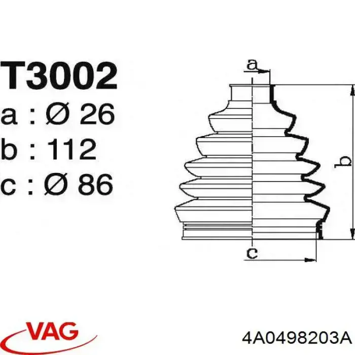 Fuelle semieje delantero exterior VAG 4A0498203A