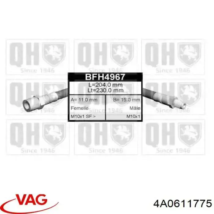 Manguera de freno trasera VAG 4A0611775 precio, desde 6,97 EUR