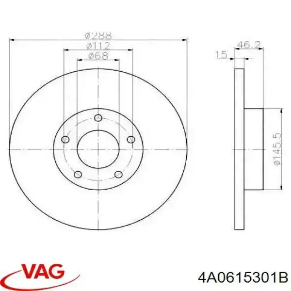 4A0615301B VAG disco de freno delantero