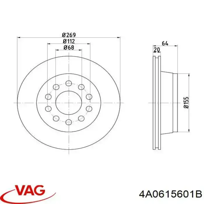 Comprar 4A0615601B VAG Freno de disco delantero