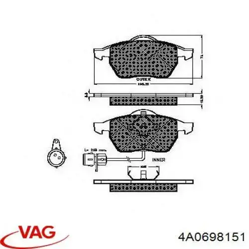 Comprar 4A0698151 VAG Pastillas delanteras de freno