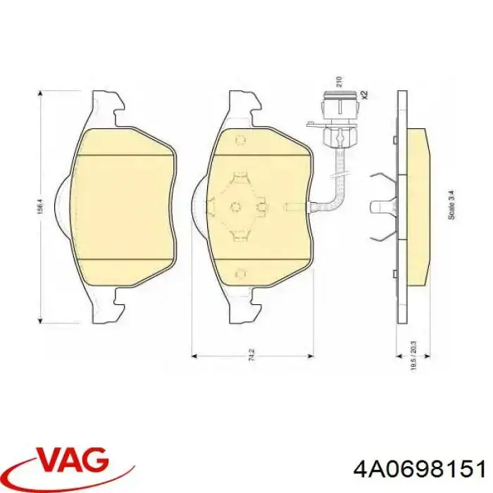 Comprar 4A0698151 VAG Pastillas delanteras de freno