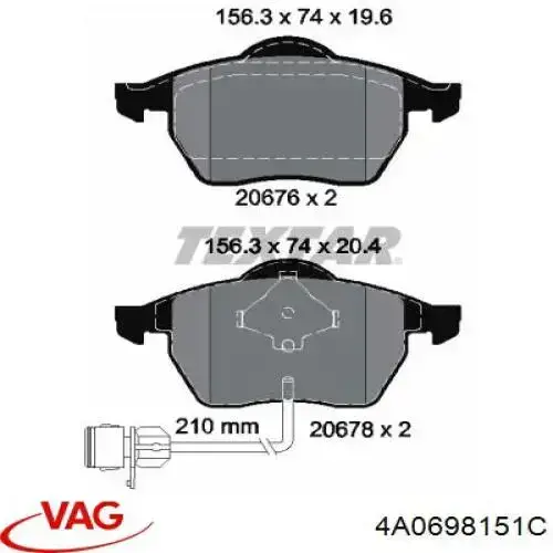Pastillas freno delanteras VAG 4A0698151C precio, desde 33,49 EUR