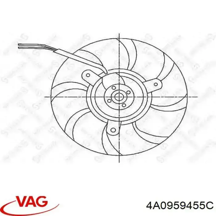 Ventilador de refrigeración completo derecho (motor y hélice) VAG 4A0959455C