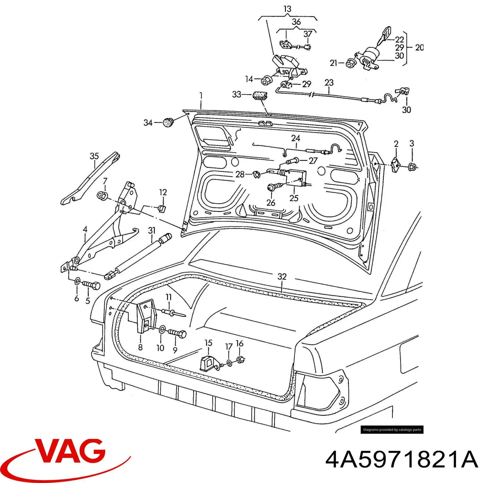 4A5971821A VAG Guía izquierda del parachoques trasero