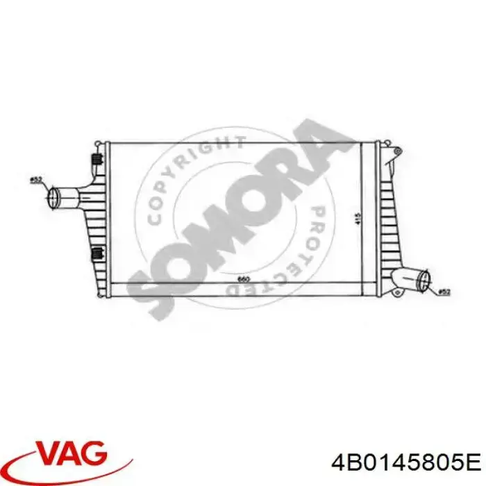 4B0145805E VAG radiador de aire de admisión