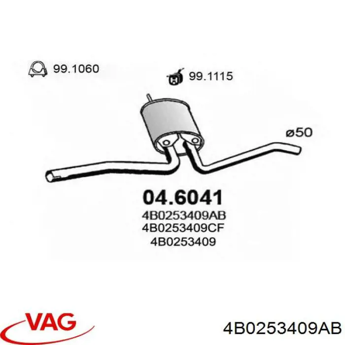 Comprar 4B0253409AB VAG Silenciador central