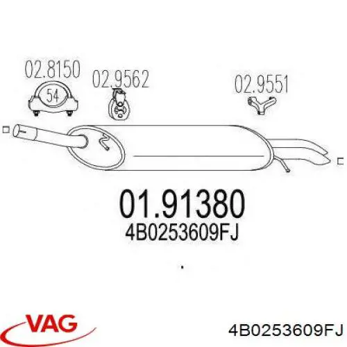 4B0253609FJ VAG Silenciador trasero