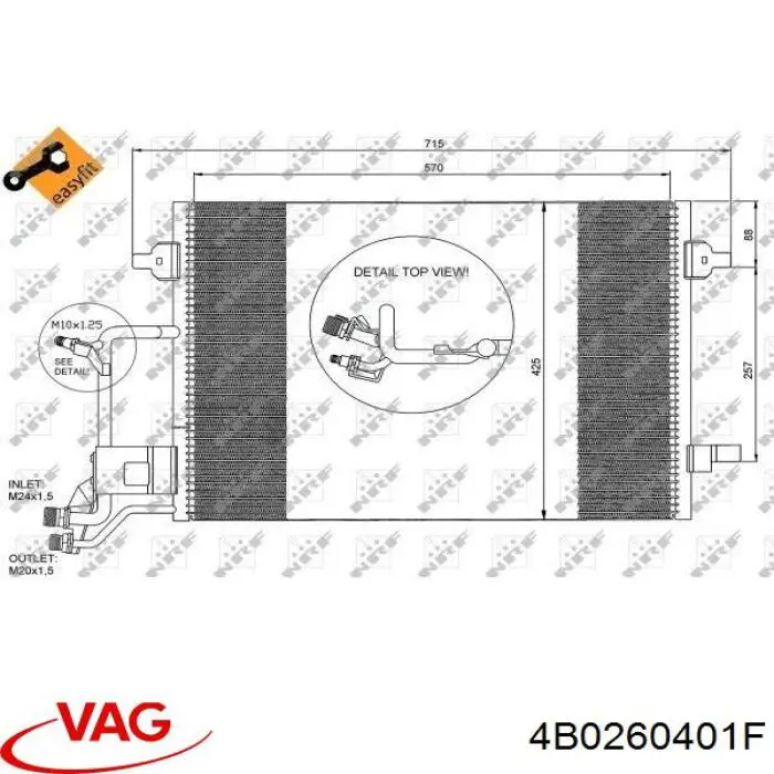 4B0260401F VAG Radiador de aire acondicionado