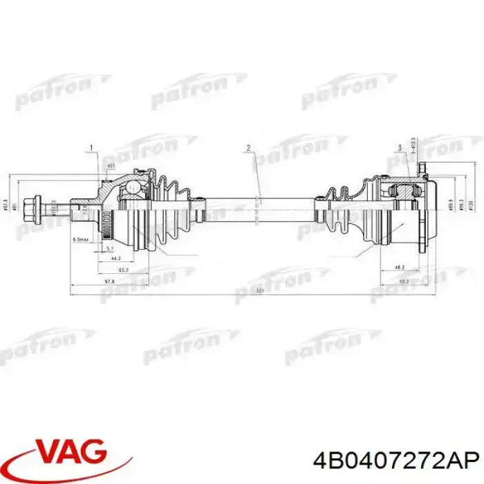 Comprar 4B0407272AP VAG Semieje delantero derecho