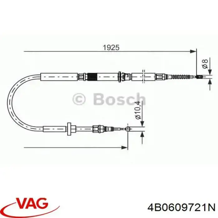 Cable de freno de mano trasero derecho/izquierdo VAG 4B0609721N precio, desde 25,29 EUR