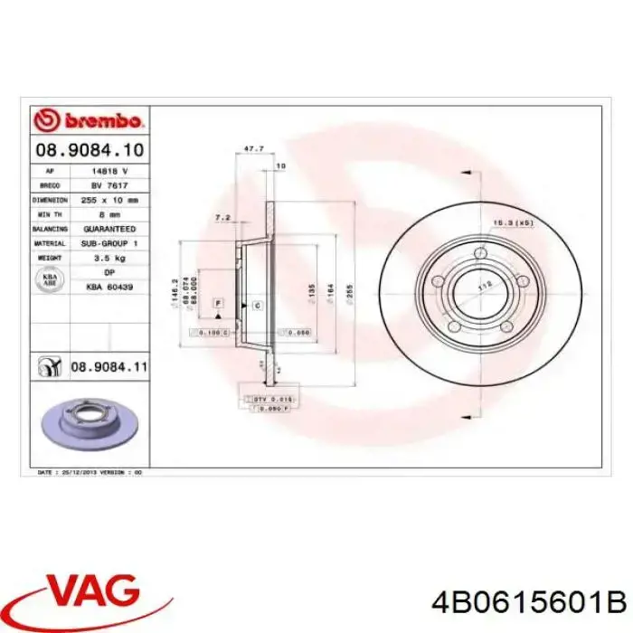 Comprar 4B0615601B VAG Disco de freno trasero