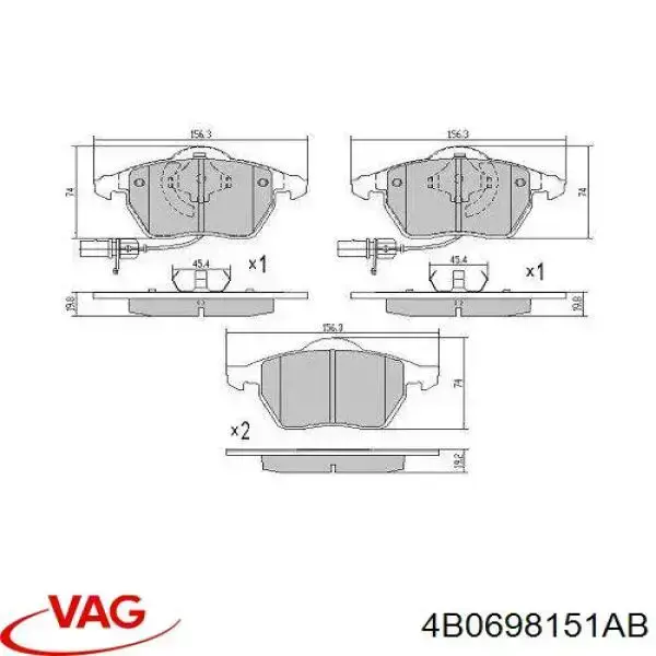Pastillas de freno 4B0698151AB VAG