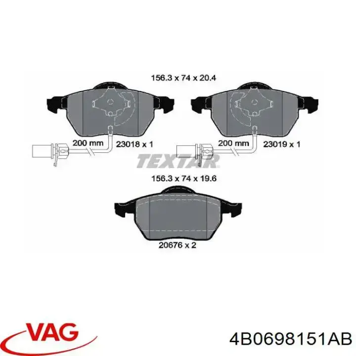 4B0698151AB VAG Pastillas delanteras
