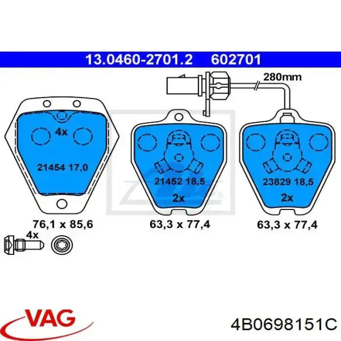 Comprar 4B0698151C VAG Pastillas delanteras de freno