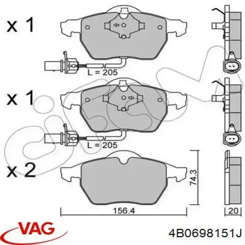 Pastillas de freno delanteras Audi A6 4F2