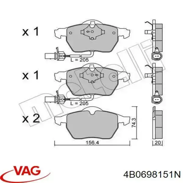 Pastillas de freno delanteras Audi A6 4F2