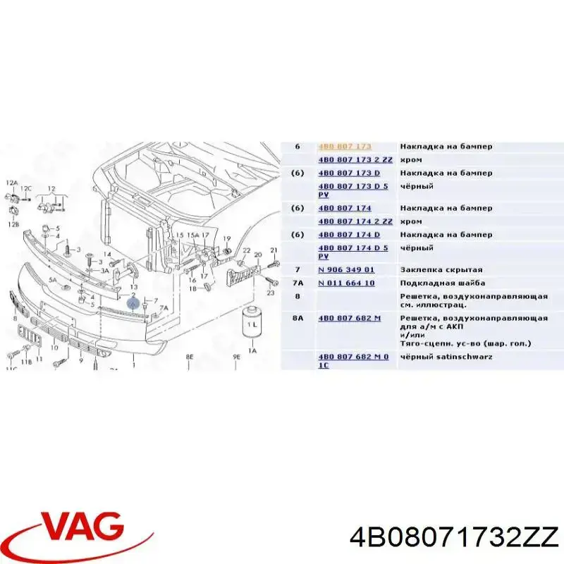 Protector para parachoques delantero izquierdo 4B08071732ZZ VAG