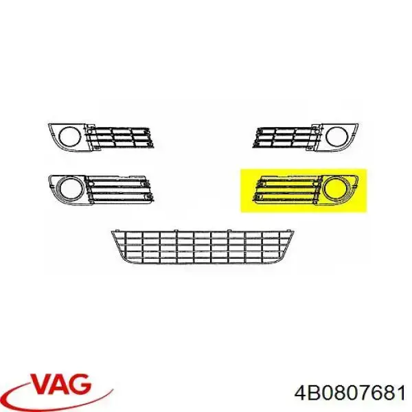 Comprar 4B0807681 VAG Rejilla del parachoques delantera izquierda