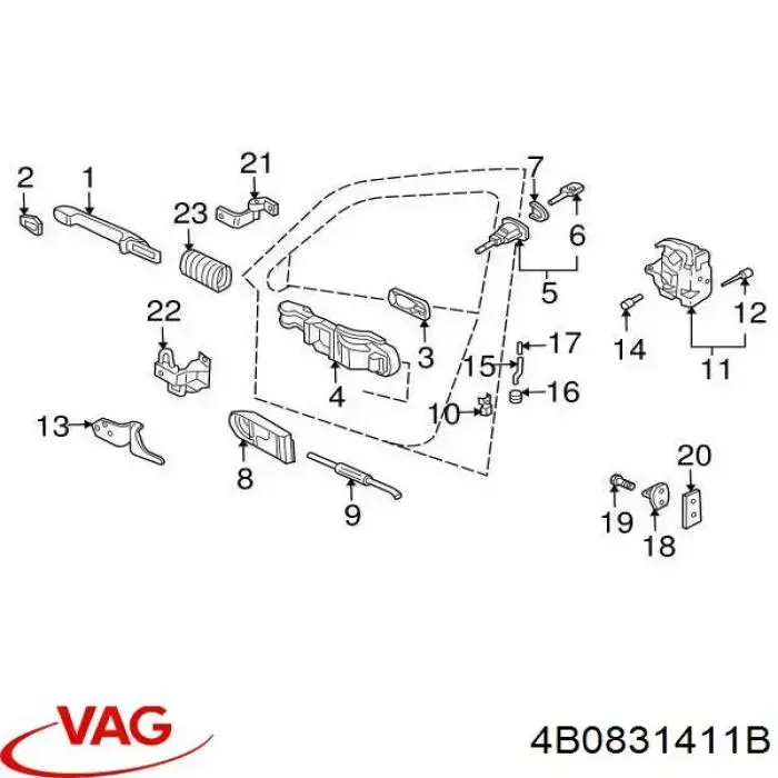 Bisagra de puerta delantera izquierda 4B0831411B VAG