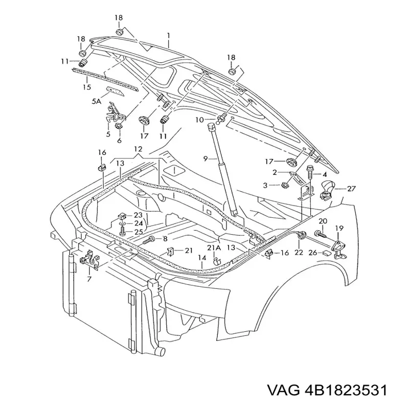 Cable de apertura de capó del motor VAG 4B1823531 precio, desde  EUR