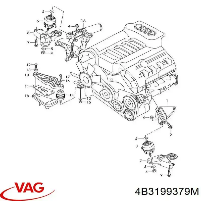 Almohada del Motor Izquierda / Derecha VAG 4B3199379M