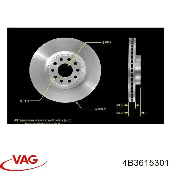 Disco de freno 4B3615301 VAG