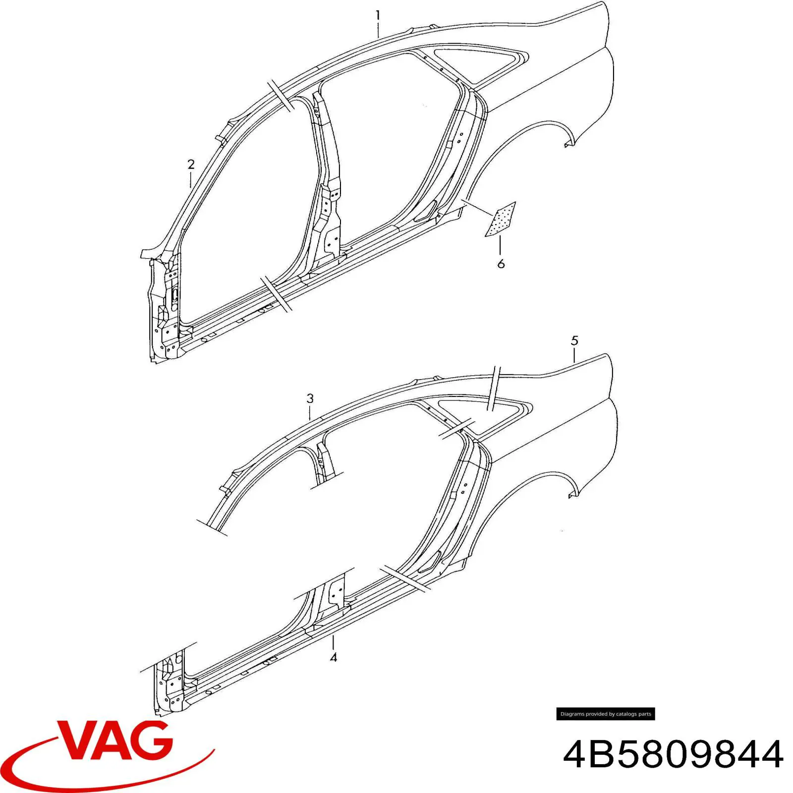 Aleta trasera derecha VAG 4B5809844 precio, desde 485,15 EUR
