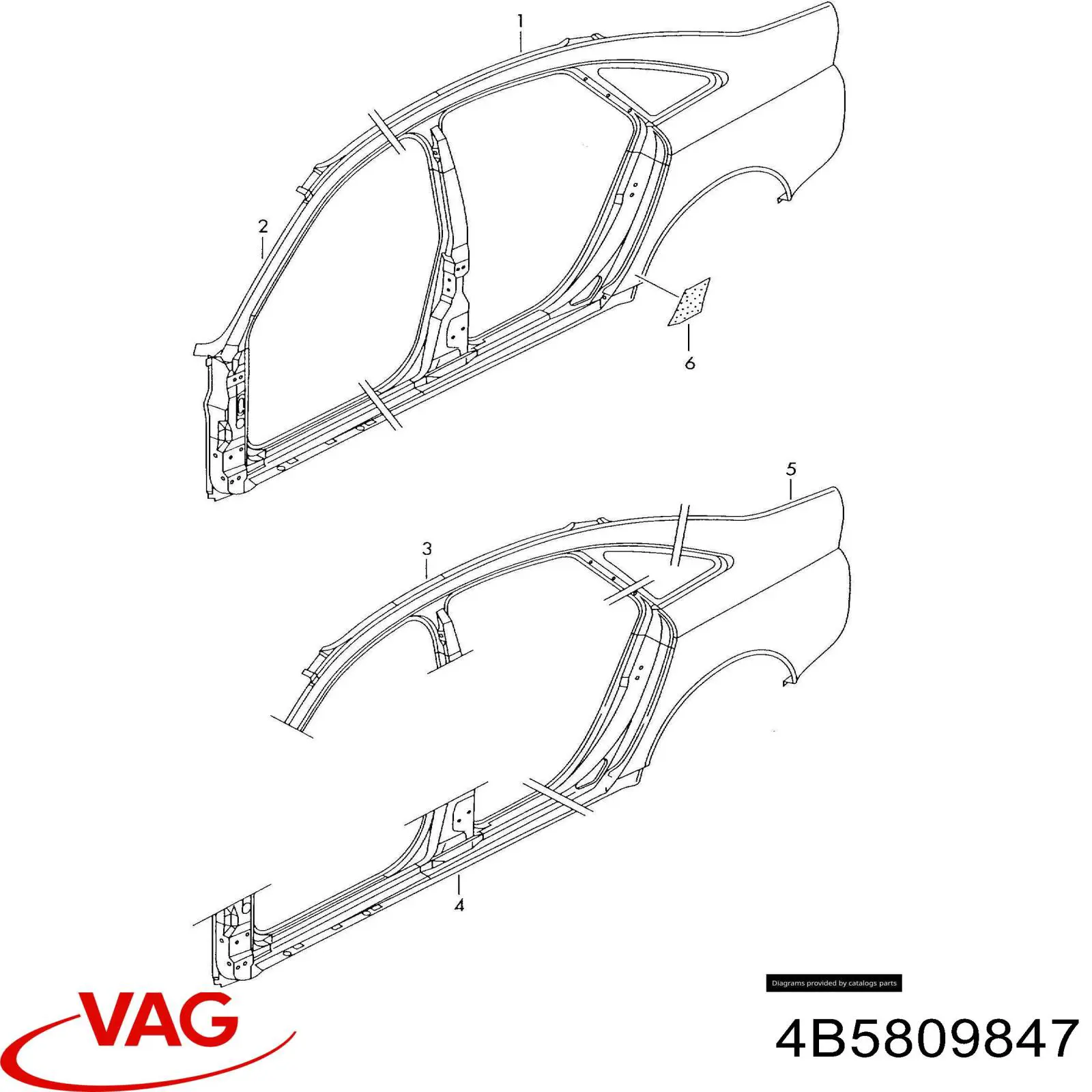 Umbral exterior izquierdo VAG 4B5809847 precio, desde 114,75 EUR