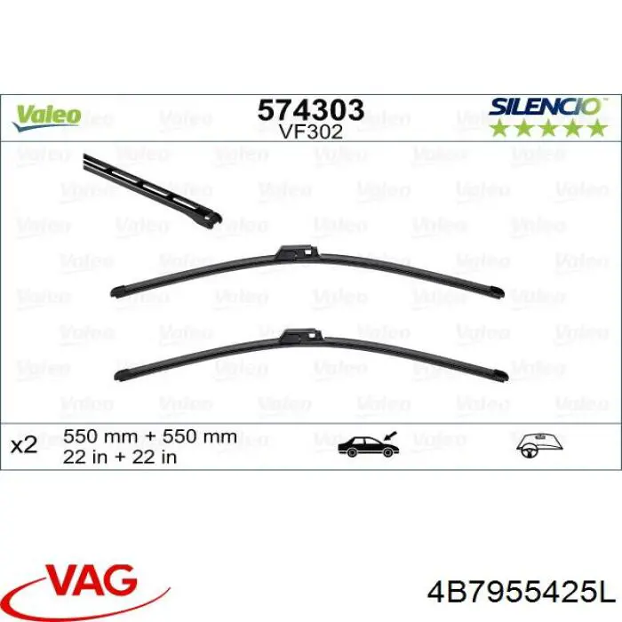 Comprar 4B7955425L VAG Escobilla del limpiaparabrisas del lado del conductor