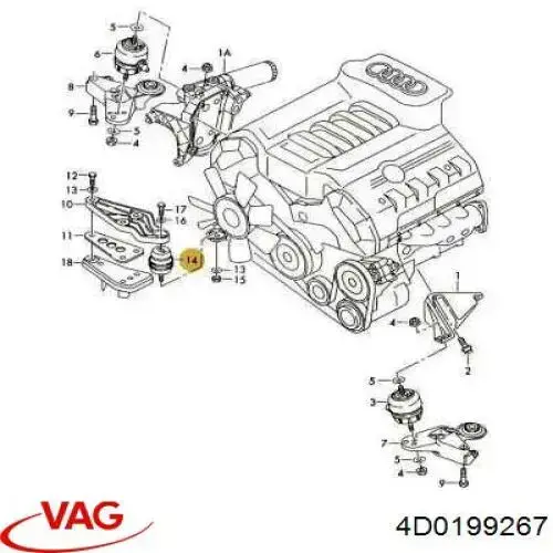 Comprar 4D0199267 VAG Soporte de motor delantero