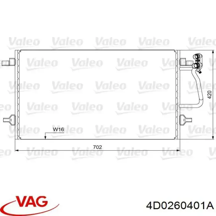 4D0260401A VAG Radiador de aire acondicionado