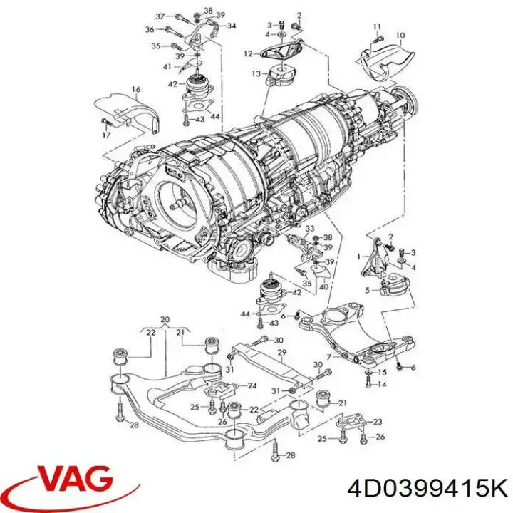Buje silencioso del subchasis delantero VAG 4D0399415K precio, desde 60,98 EUR