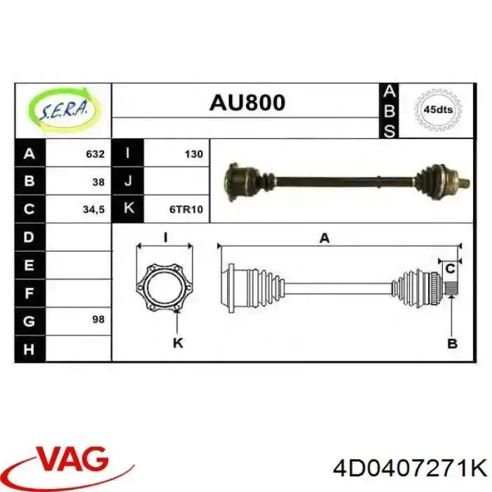 Semieje delantero izquierdo VAG 4D0407271K precio, desde 306,37 EUR
