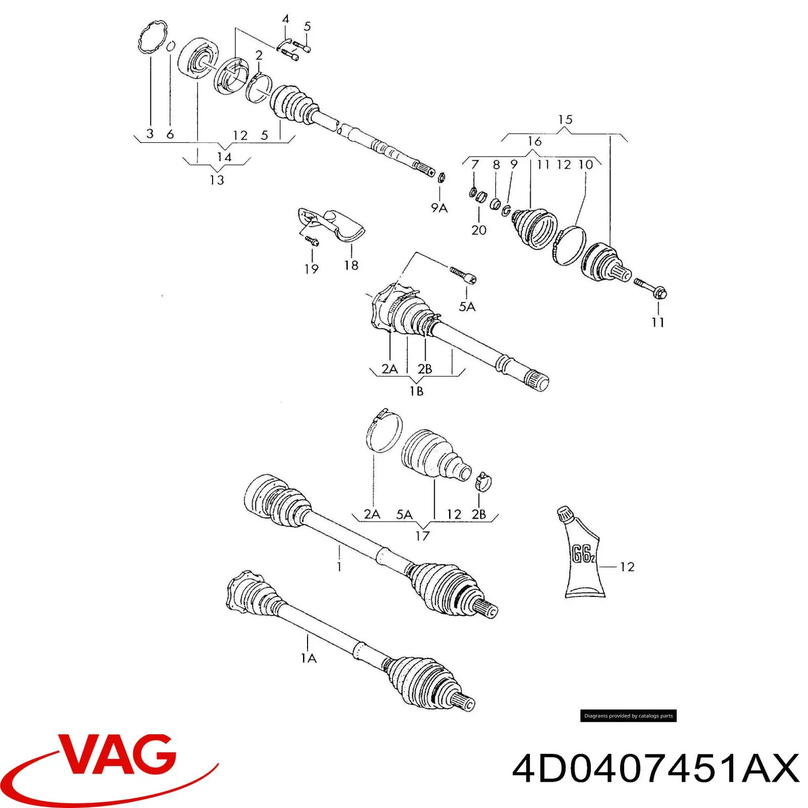 Semieje delantero izquierdo VAG 4D0407451AX precio, desde  