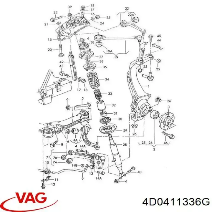 4D0411336G VAG soporte del estabilizador delantero