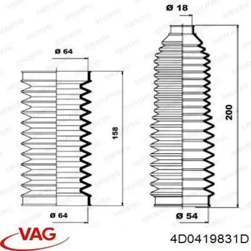 Comprar 4D0419831D VAG Guardapolvo de dirección izquierdo (cremallera)