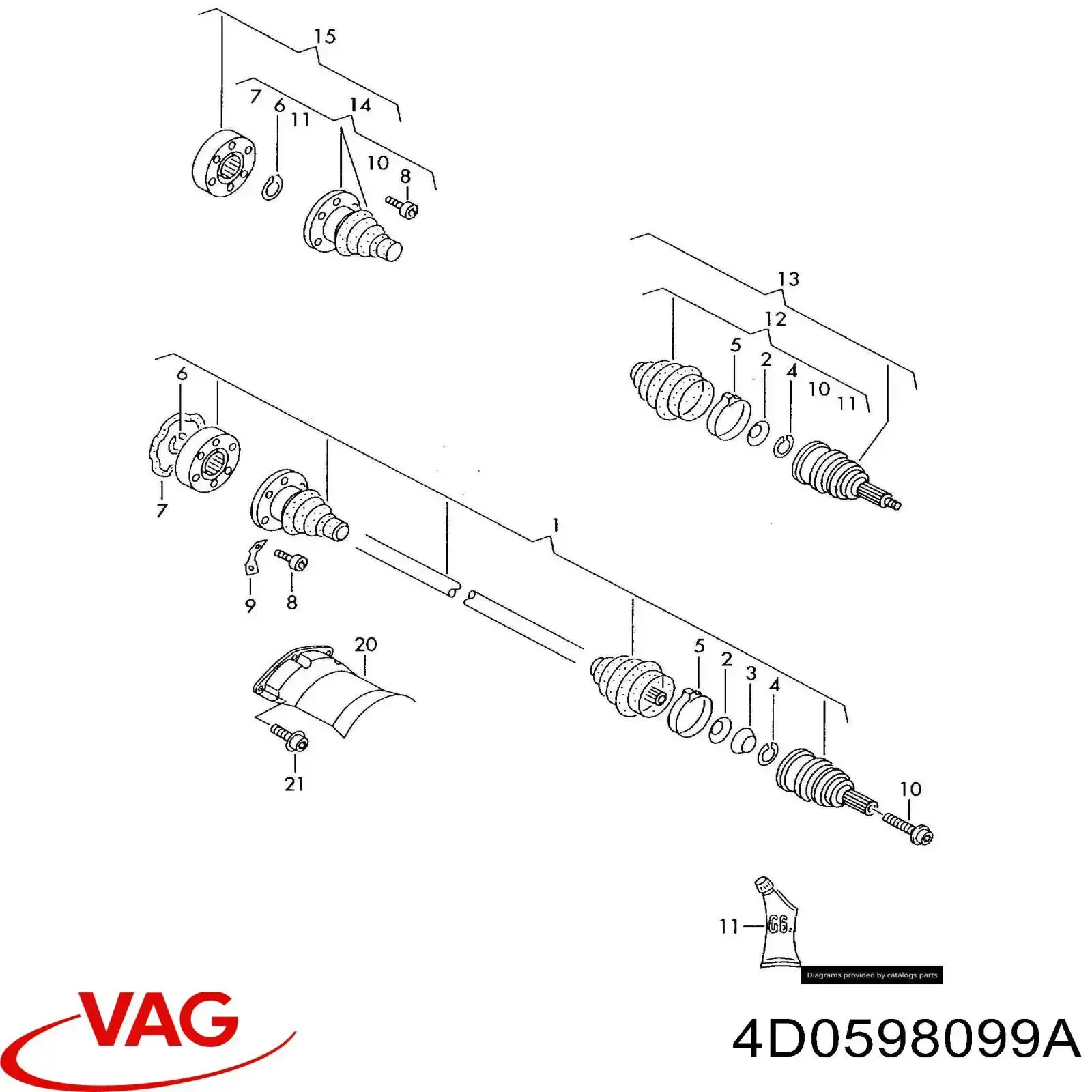 Comprar 4D0598099A VAG Junta homocinética exterior trasera