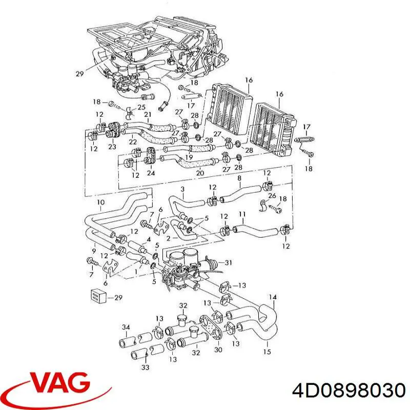 Radiador de calefacción VAG 4D0898030 precio, desde 287,29 EUR
