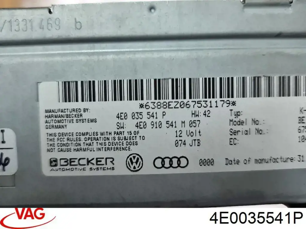 Unidad de control multimedia VAG 4E0035541P precio, desde 121,97 EUR