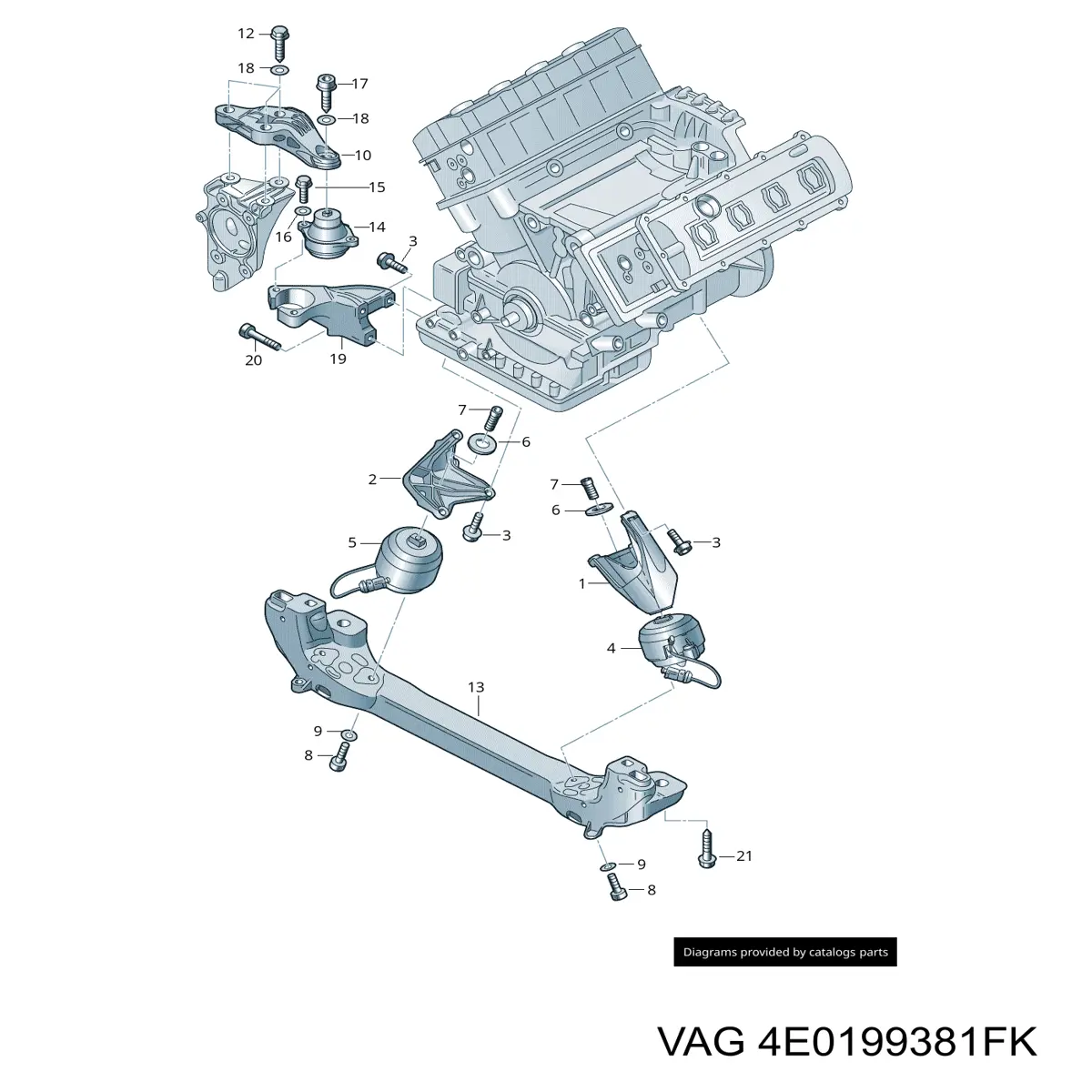 4E0199381FD VAG soporte motor izquierdo