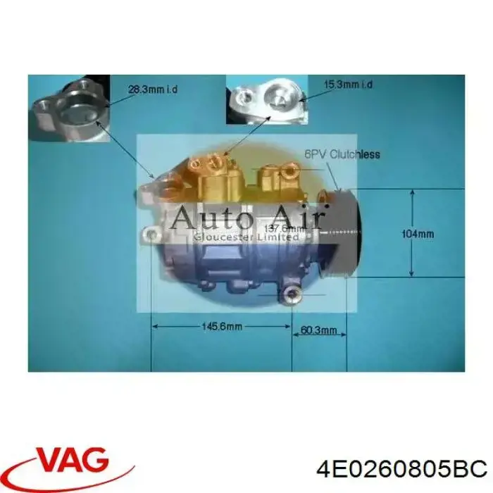 Comprar 4E0260805BC VAG Compresor de aire acondicionado coche